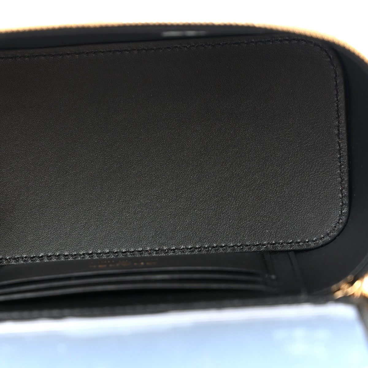 Calfskin Crocodile Embossed Crococo Small Top Handle Vanity Case With Chain Black
