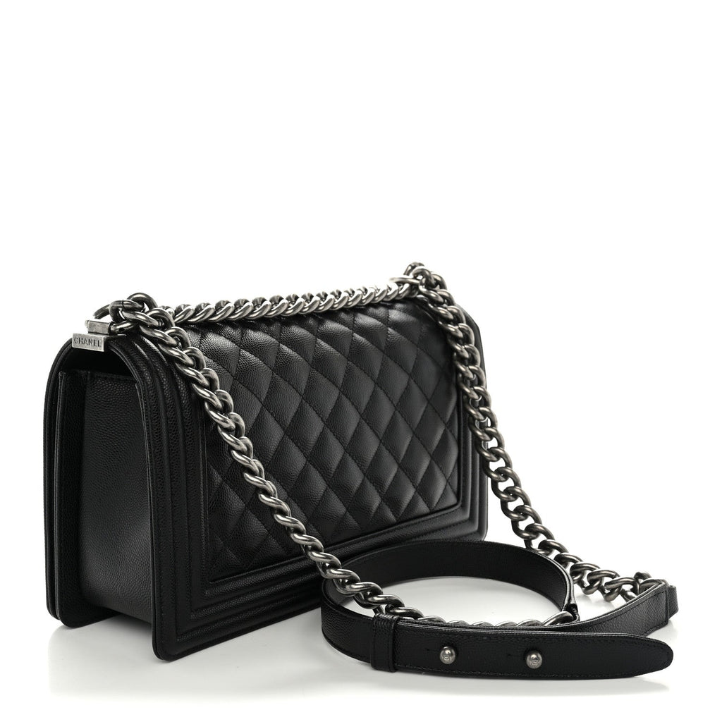 Caviar Quilted Medium Boy Flap Black