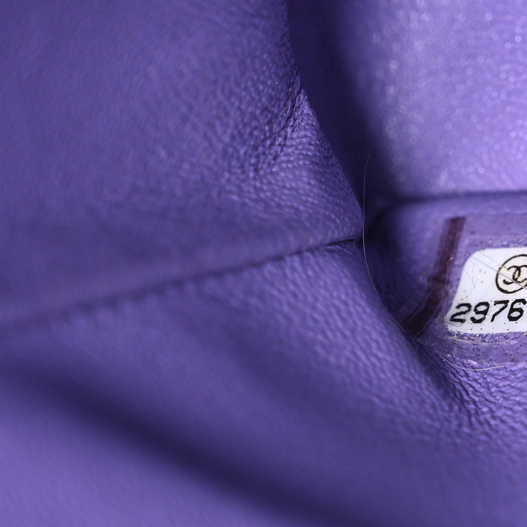 Caviar Quilted Small Double Flap Purple