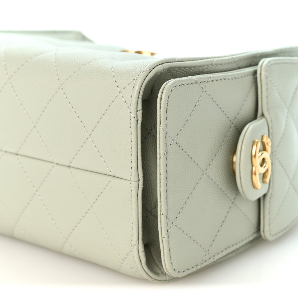 Caviar Quilted Mini Chanel 25 Handbag Light Green