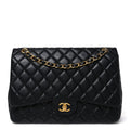 Lambskin Quilted Maxi Single Flap Black