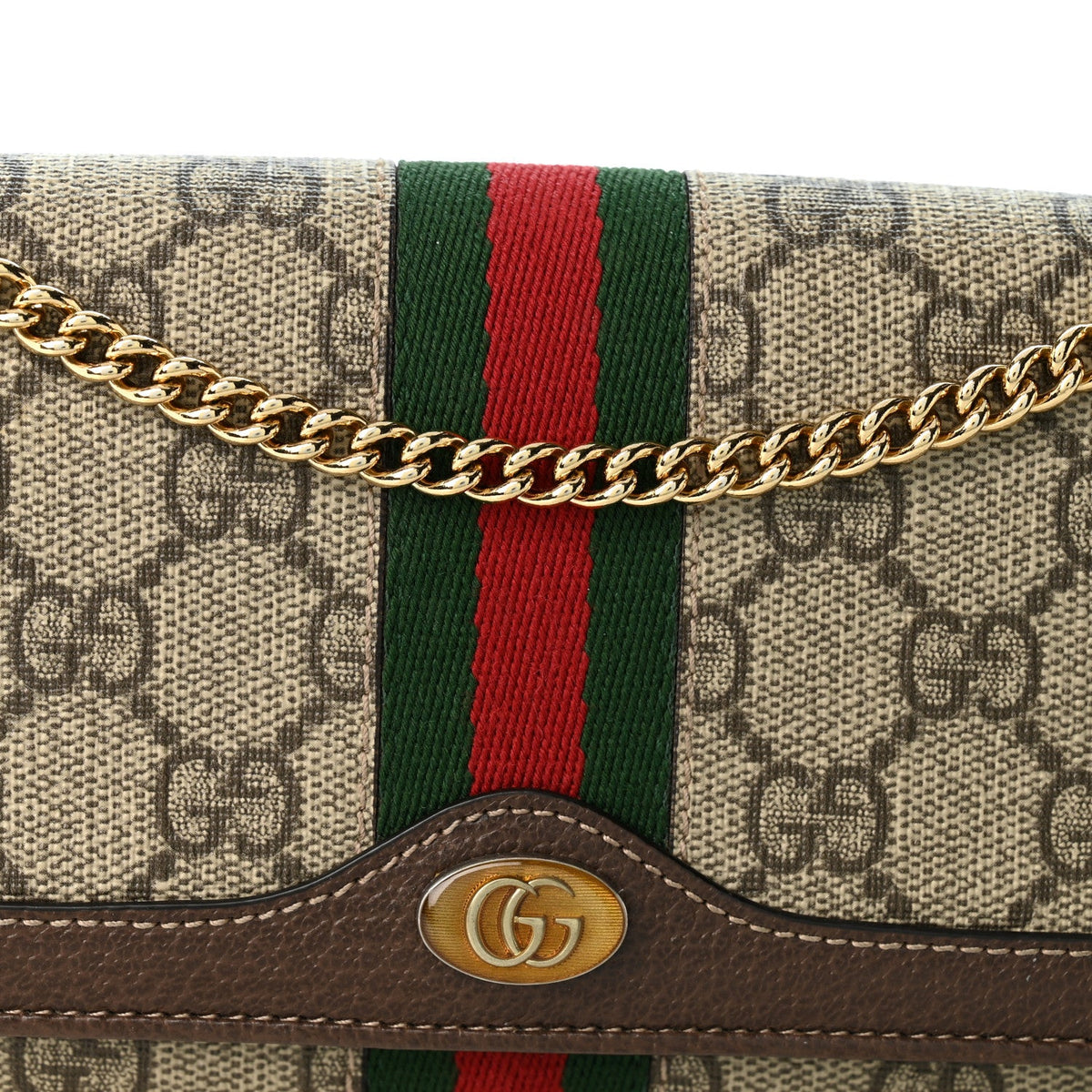 GG Supreme Monogram Web Ophidia Wallet On Chain Brown