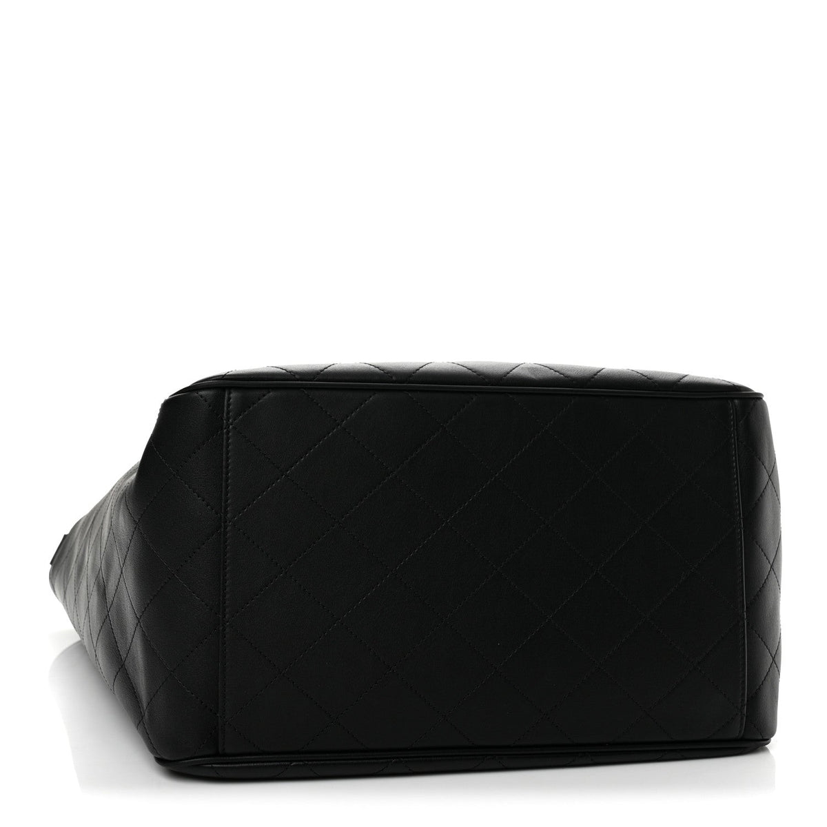 Calfskin Quilted Large CC Shopping Bag Black