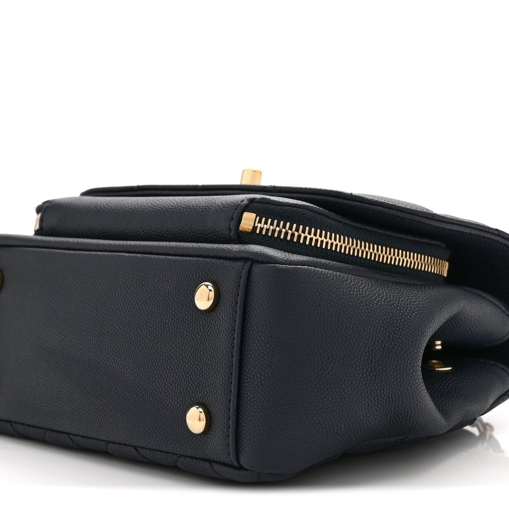 Caviar Quilted Mini Business Affinity Flap Navy Blue