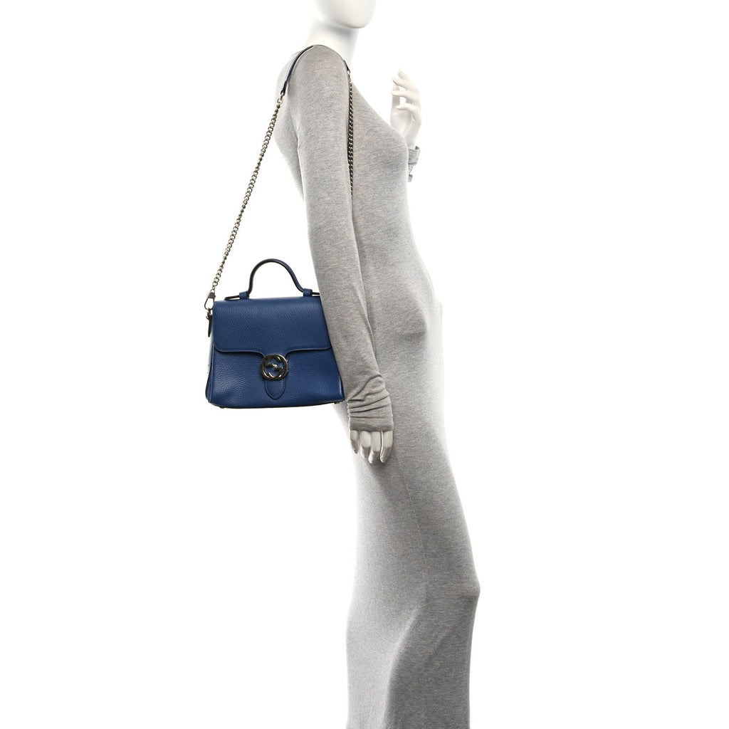 Dollar Calfskin Interlocking G Top Handle Shoulder Bag Caspian