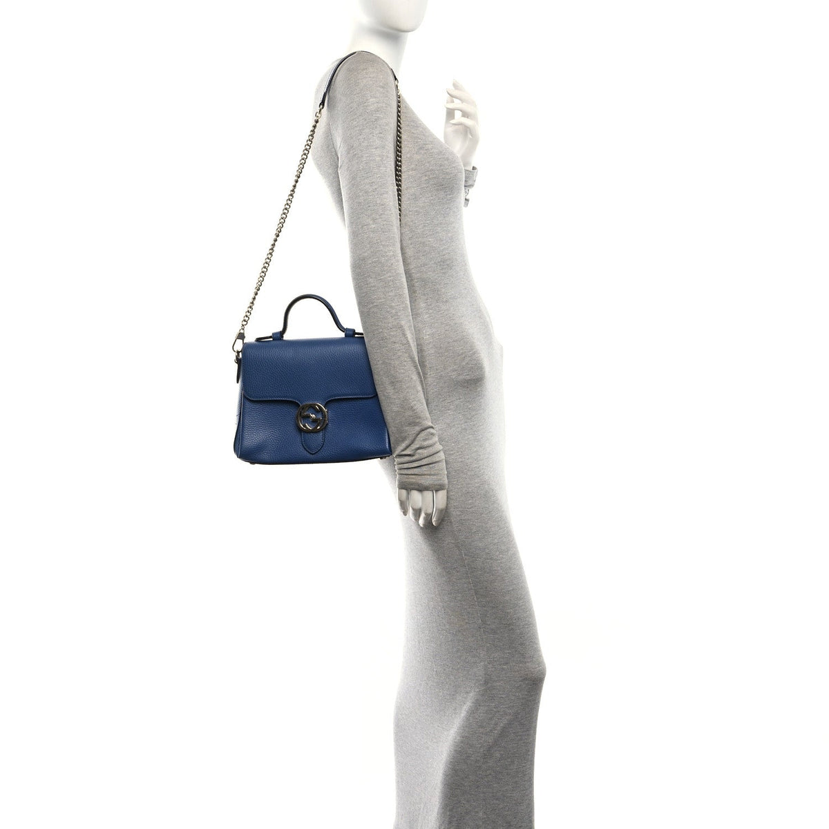 Dollar Calfskin Interlocking G Top Handle Shoulder Bag Caspian