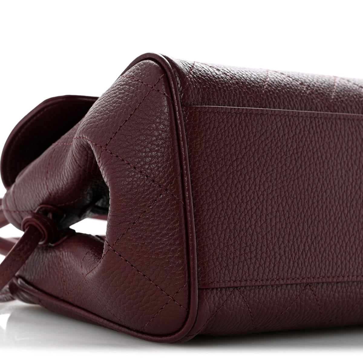 Grained Calfskin Stitched Urban Essentials Small Shopping Bag Burgundy