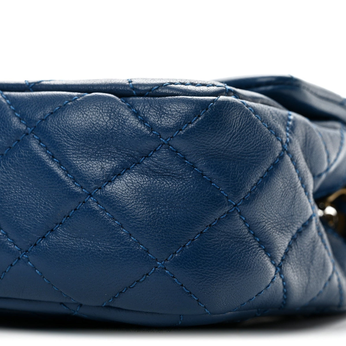 Lambskin Quilted Pearl Crush Mini Rectangular Flap Blue