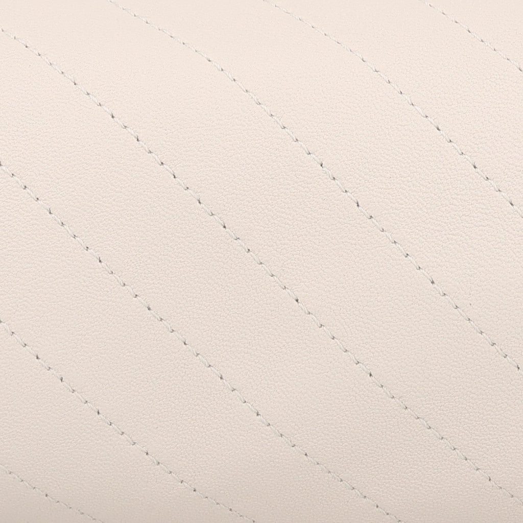 Sakai Be Green Calfskin Diagonal Stitched Mini Blondie Barrel Shoulder Bag Mystic White