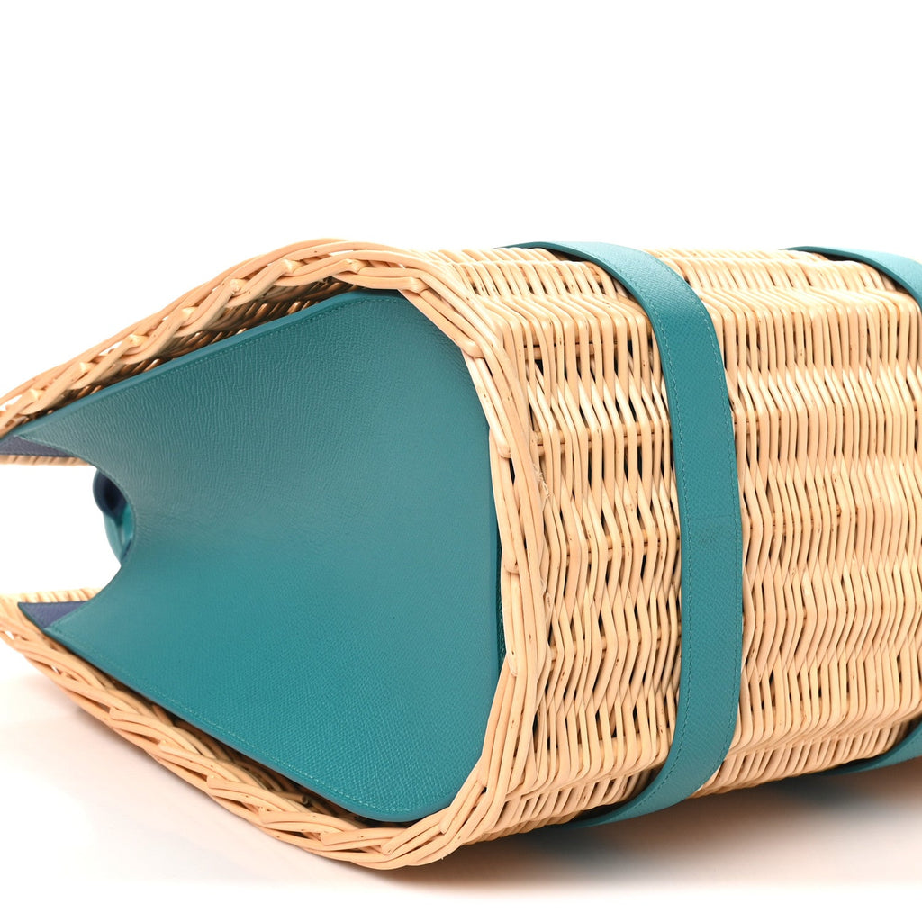 Epsom Wicker Basket Bag GM  Vert Verone Naturel