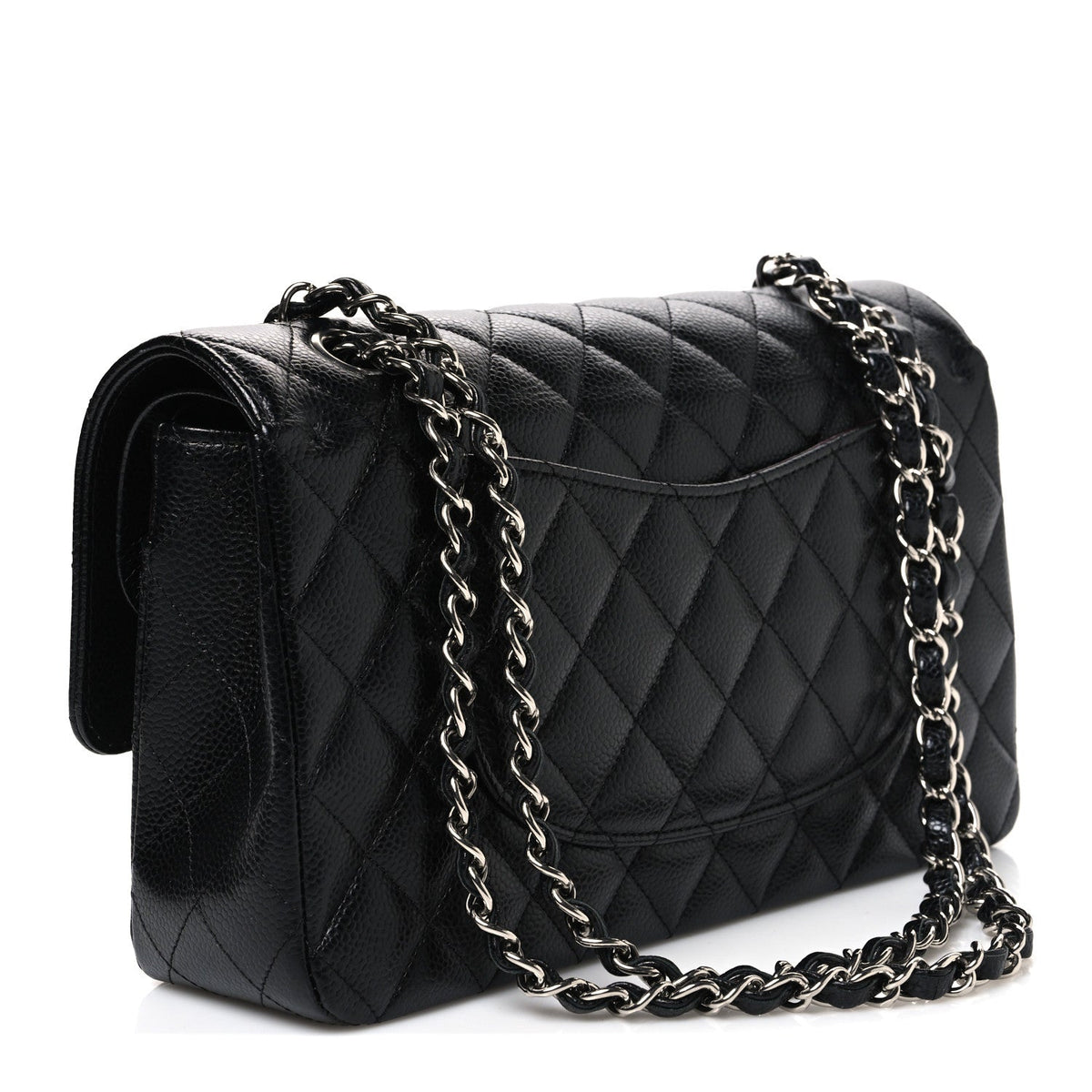 Caviar Quilted Medium Double Flap Black
