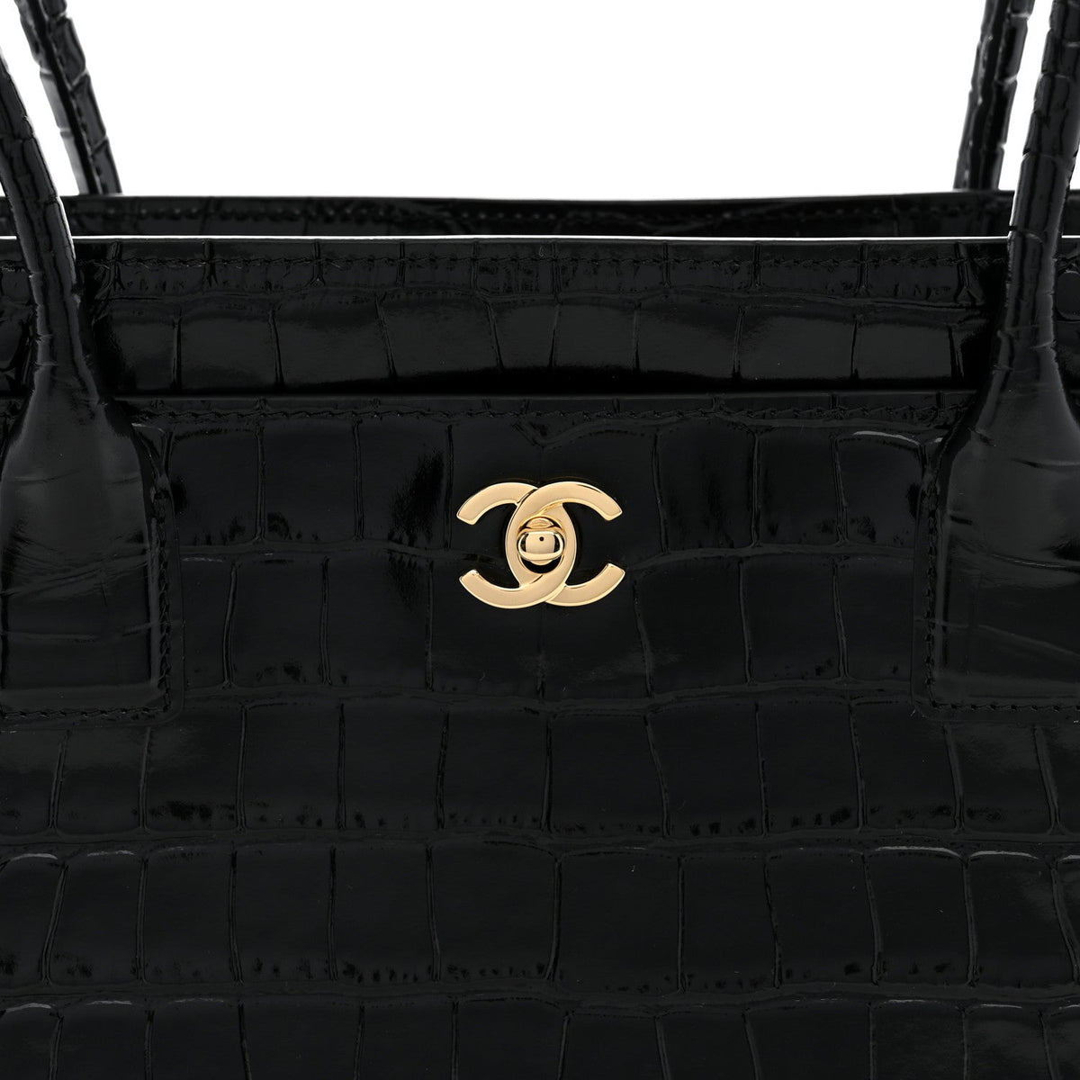 Calfskin Crocodile Embossed Small Archetype Black