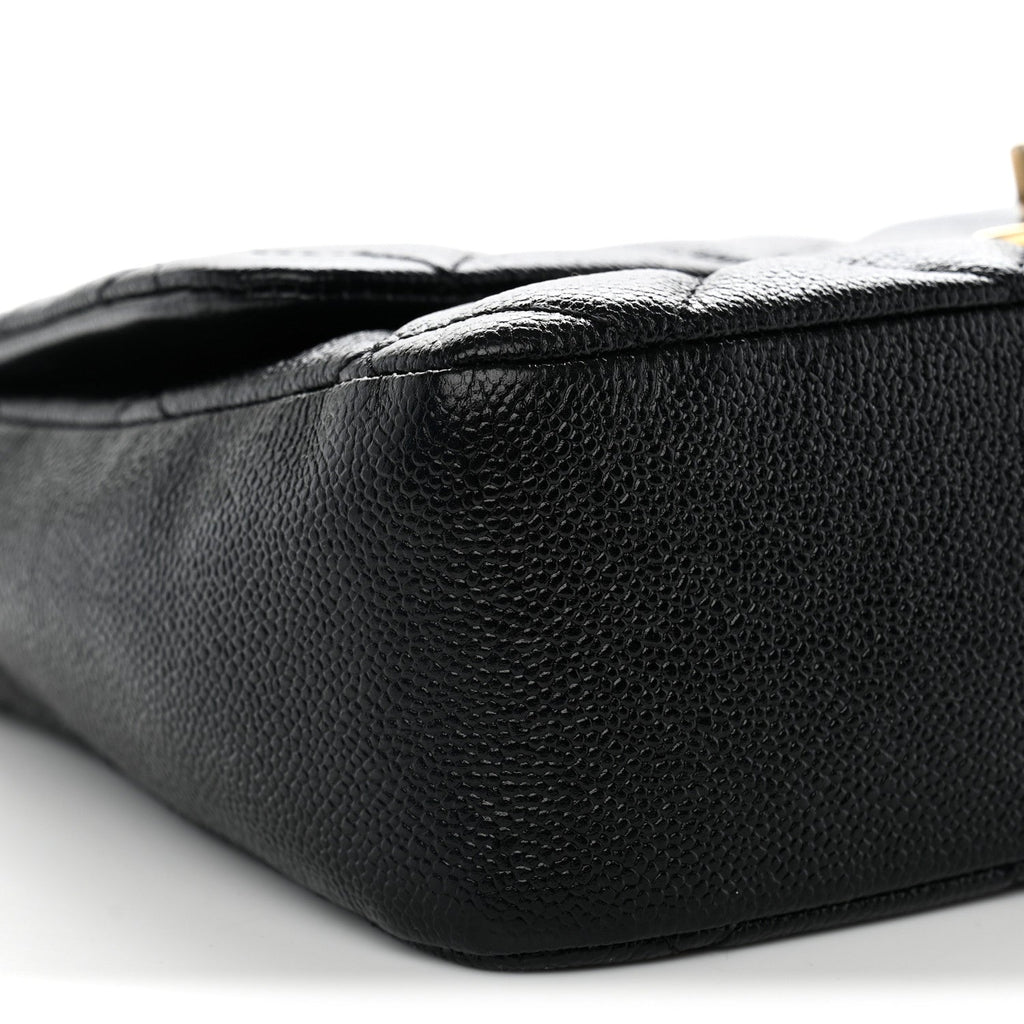 Shiny Caviar Quilted Large Chain Melody Flap Black