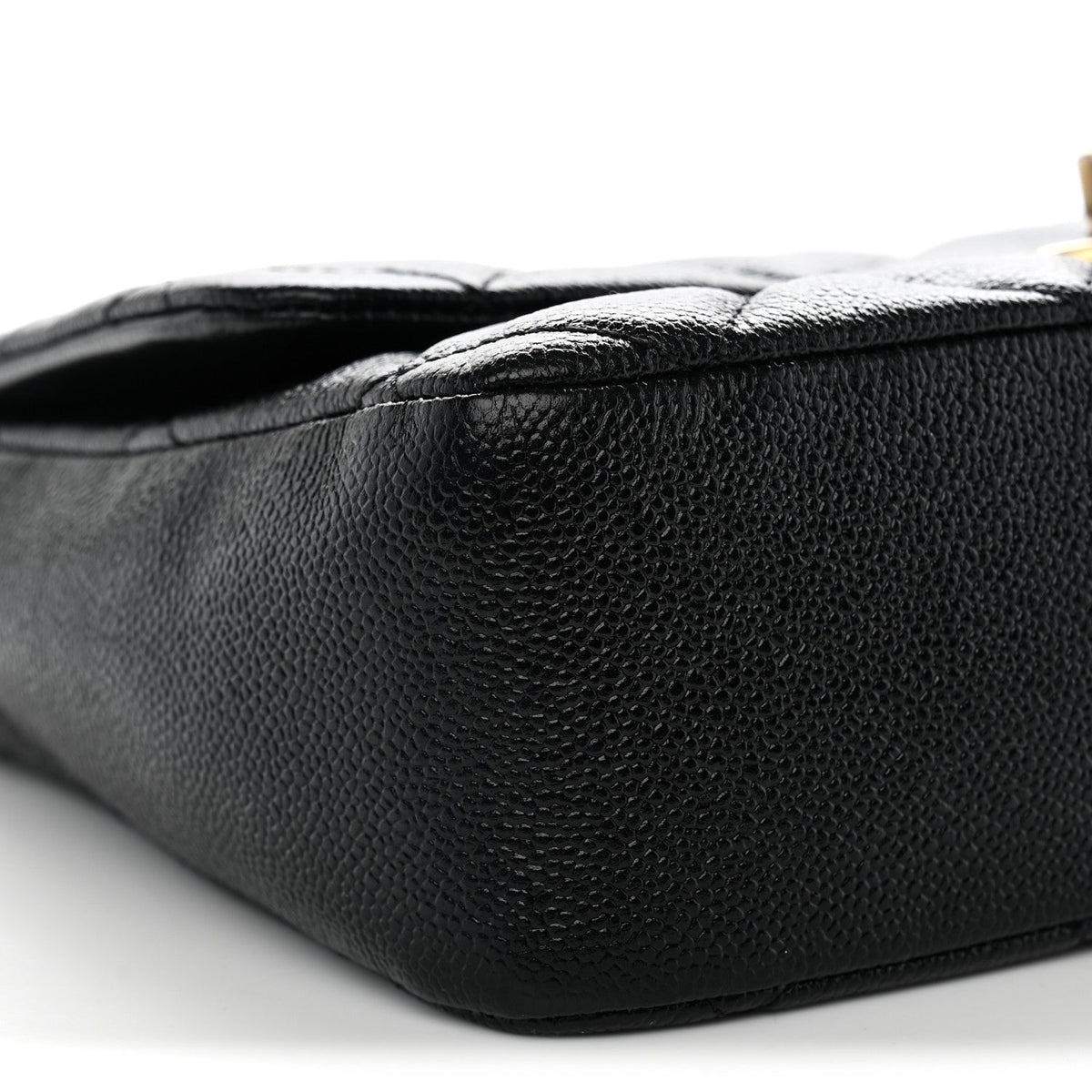 Shiny Caviar Quilted Large Chain Melody Flap Black
