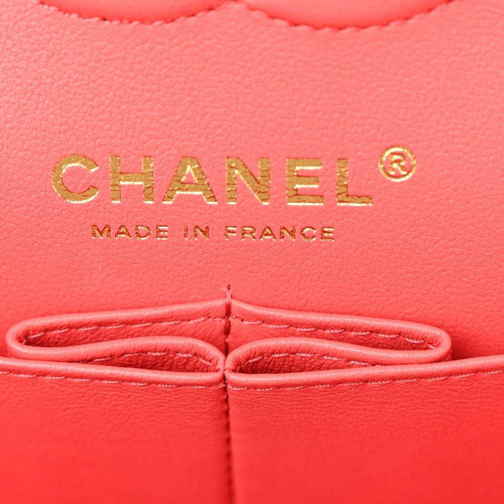 Caviar Quilted Small Double Flap Red Red