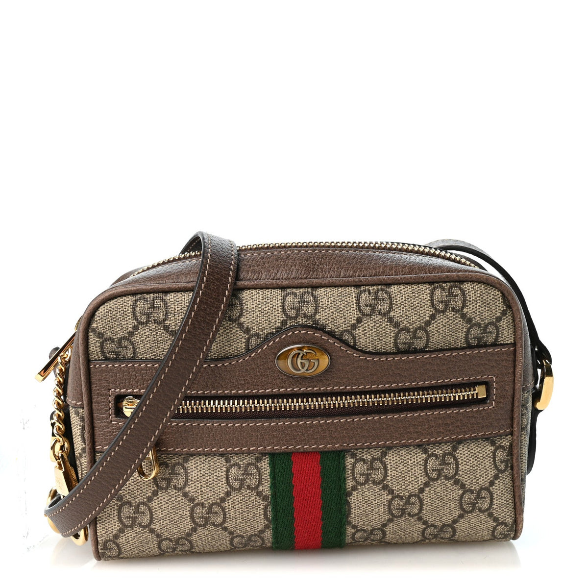 GG Supreme Monogram Web Mini Ophidia Shoulder Bag Brown