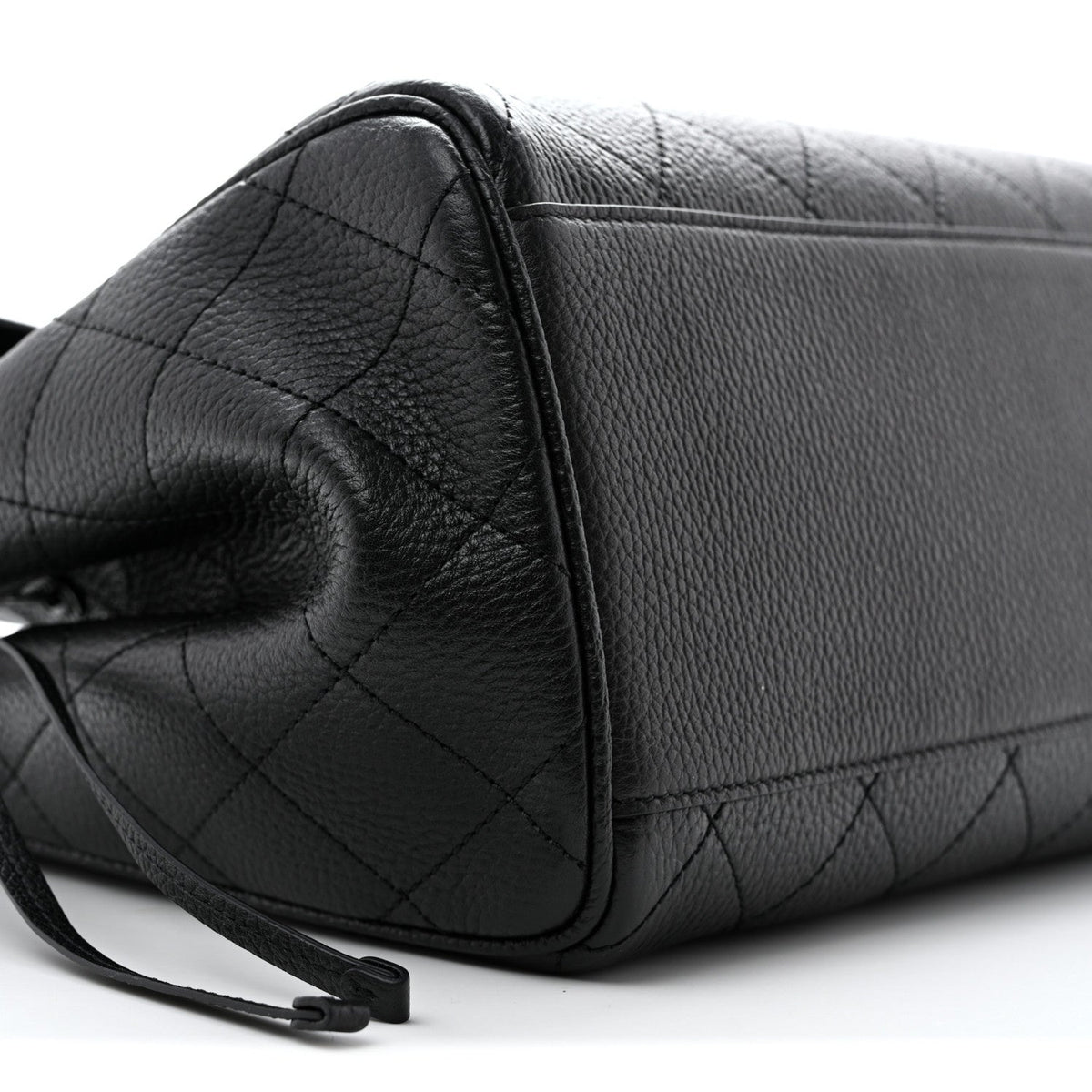 Grained Calfskin Stitched Urban Essentials Shopping Bag Black