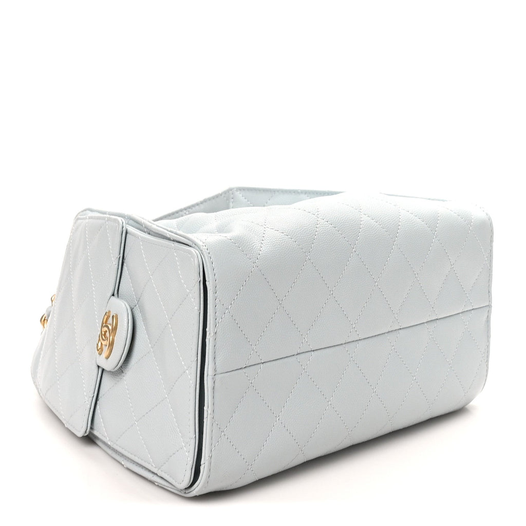 Caviar Quilted Small Chanel 25 Handbag Light Blue