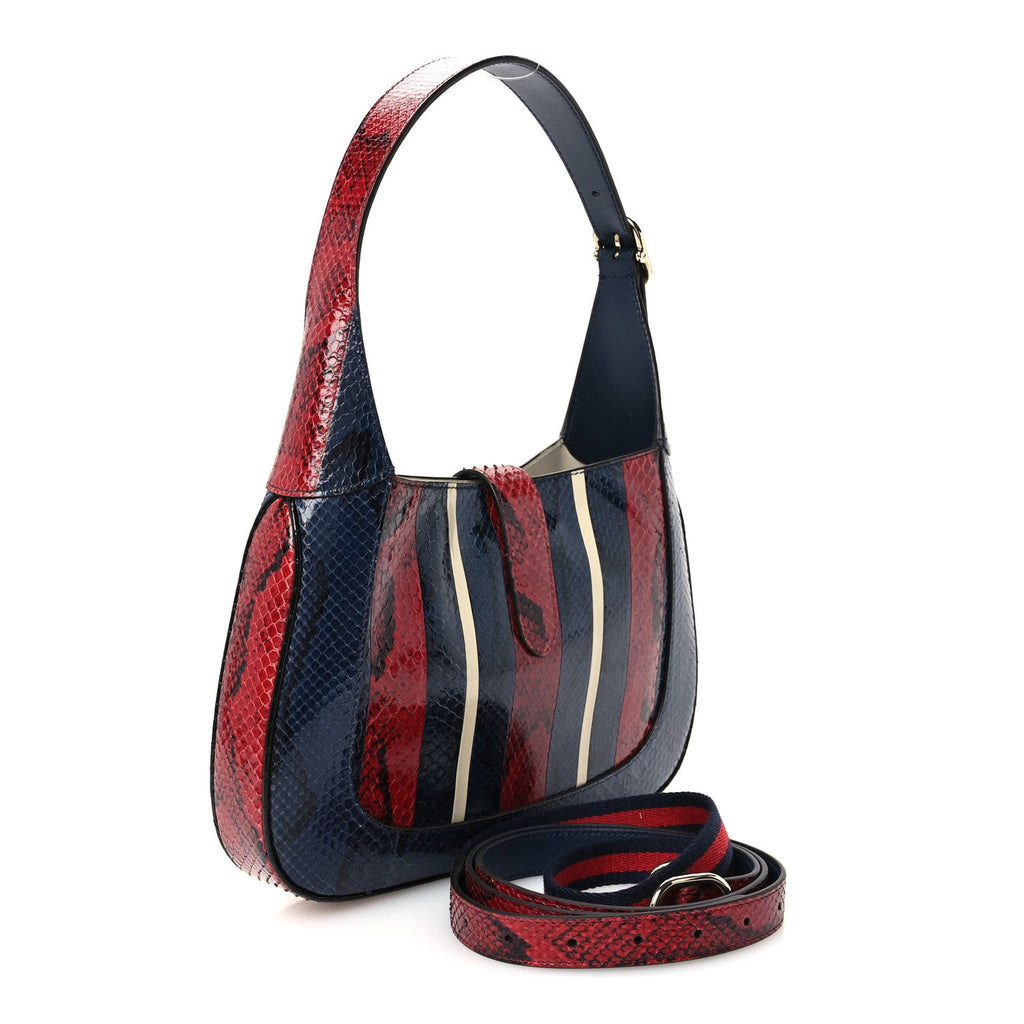 Snakeskin Web Small Jackie 1961 Hobo Rosso Ancora Blue