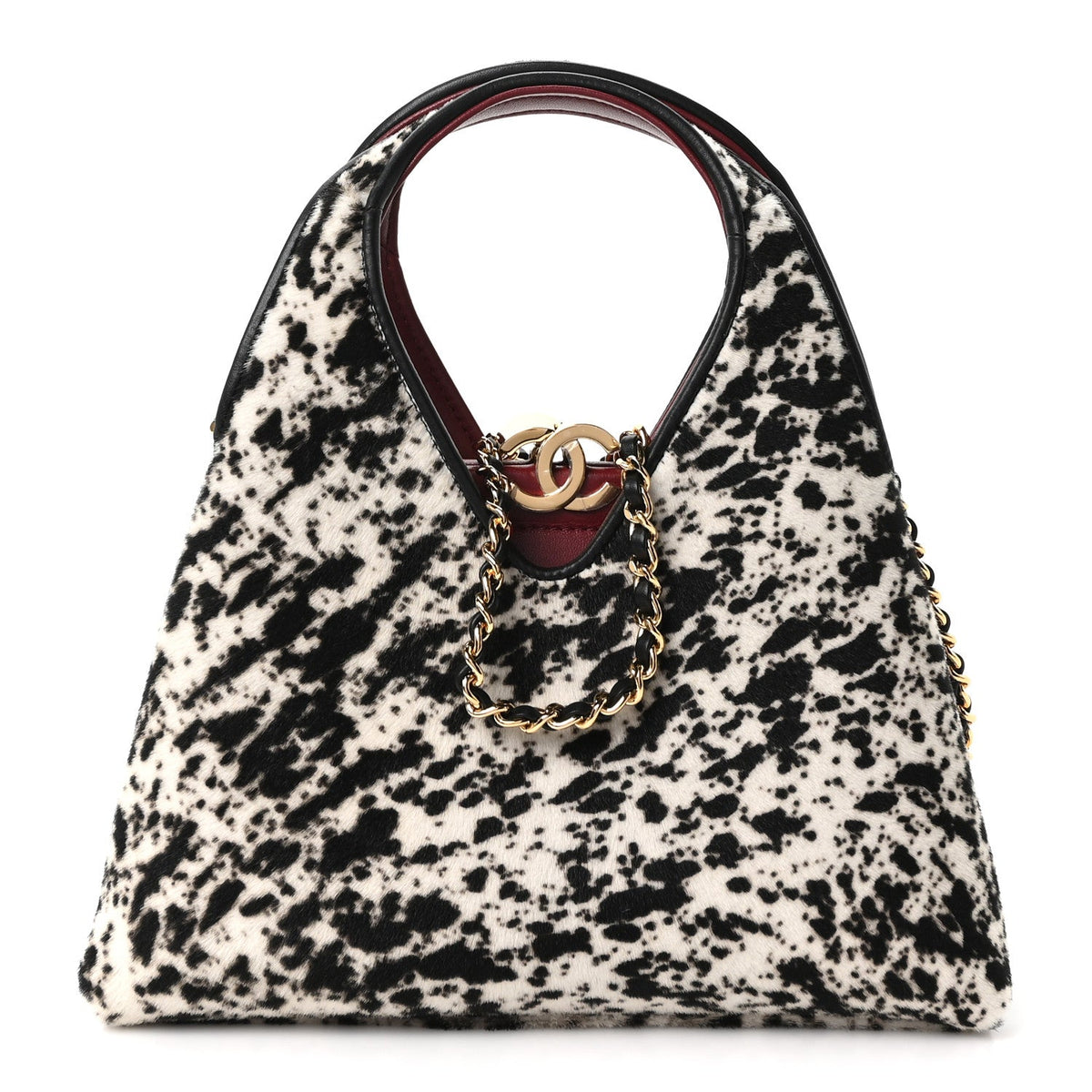 Pony Hair Printed Chic Lady Small Shopping Tote White Black