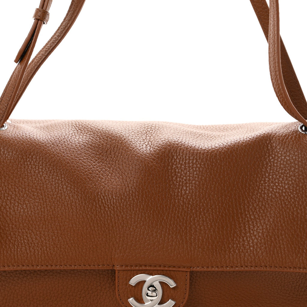 Grained Calfskin Small Souplissimo Maxi Flap Camel