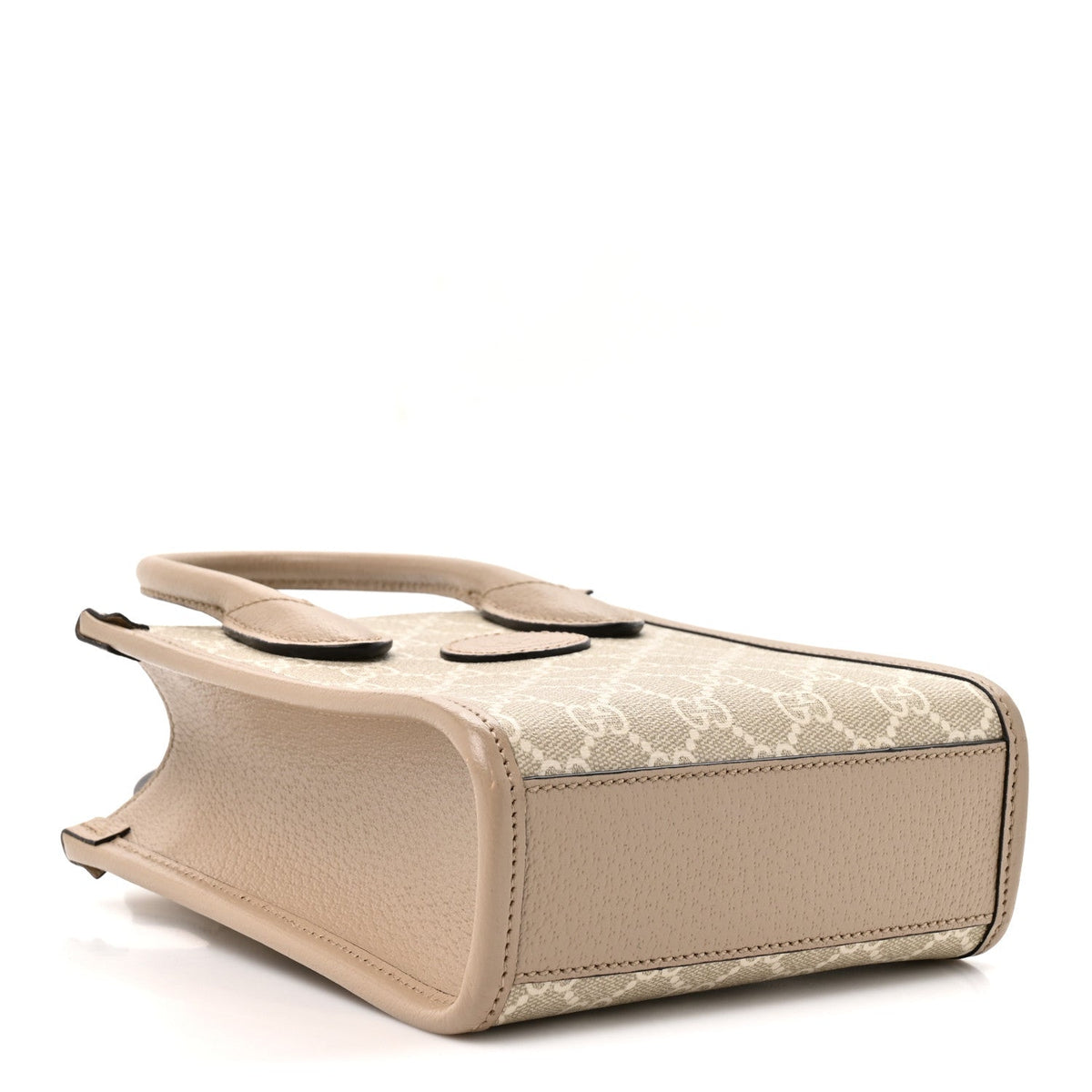 GG Supreme Monogram Textured Dollar Calfskin Mini Retro Interlocking G Tote Bag Beige Mystic White Oatmeal