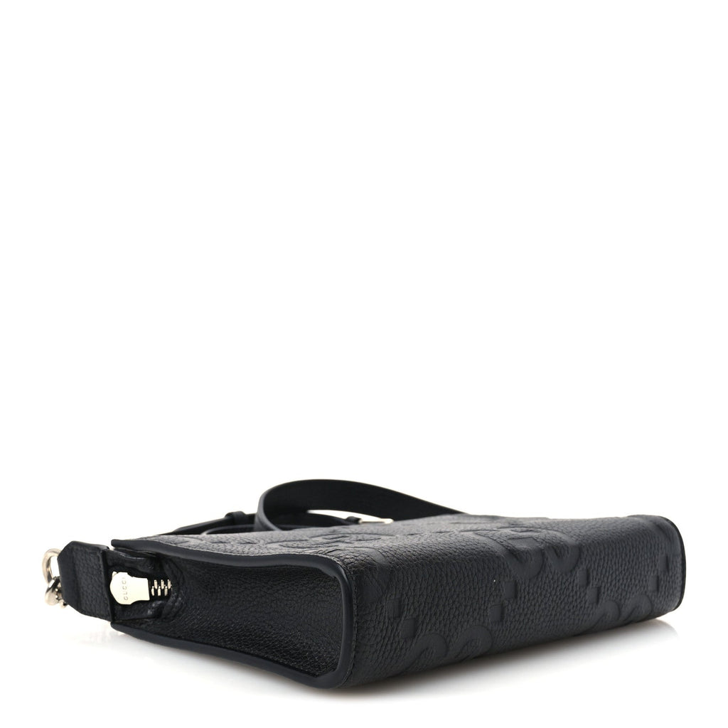 Monogram Jumbo GG Textured Dollar Calfskin Crossbody Bag Black
