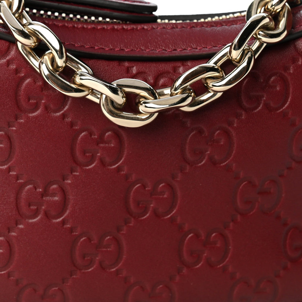 GG Calfskin Embossed Emblem Mini Shoulder Bag Rosso Ancora