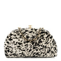 Lambskin Pony Hair Printed Clutch With Chain Black White