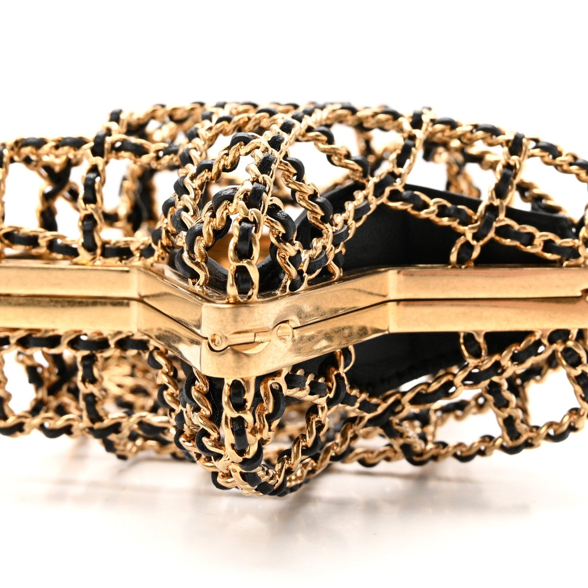 Metal CC Star Minaudiere Crossbody Gold Black