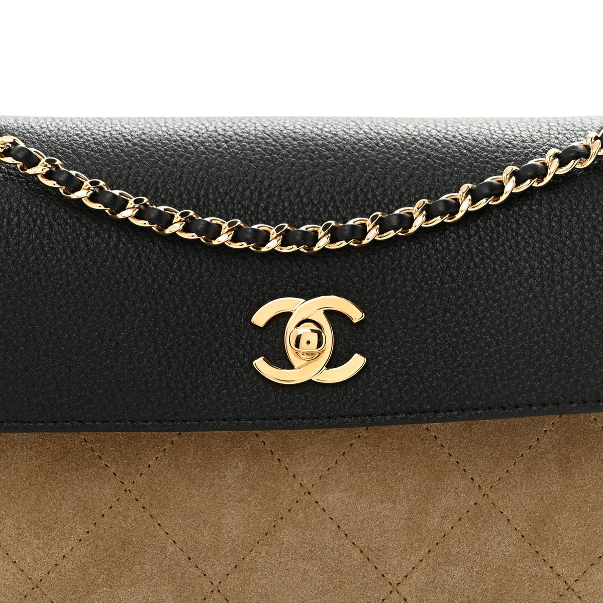 Grained Calfskin Suede Urban Essentials Flap Dark Beige Black