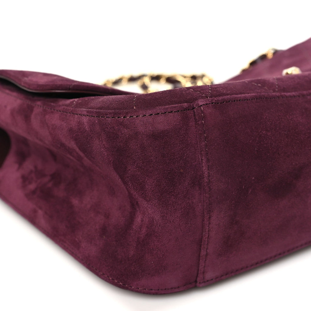 Suede Calfskin Small Souplissimo Maxi Flap Burgundy