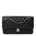 Caviar Quilted Medium Double Flap Black