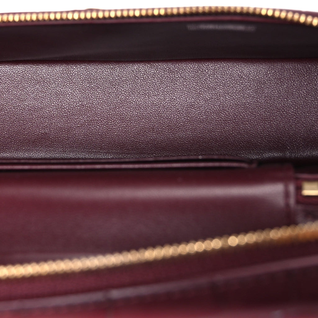 Calfskin Crocodile Embossed Crococo Exoticoco Vanity With Chain Dark Burgundy