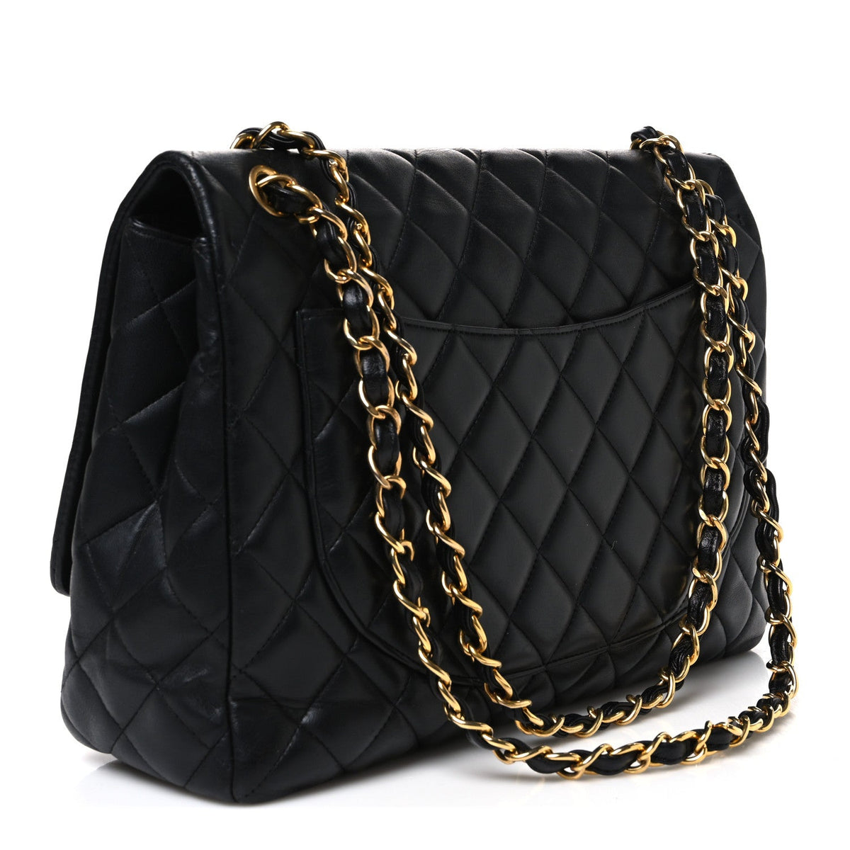 Lambskin Quilted Maxi Single Flap Black
