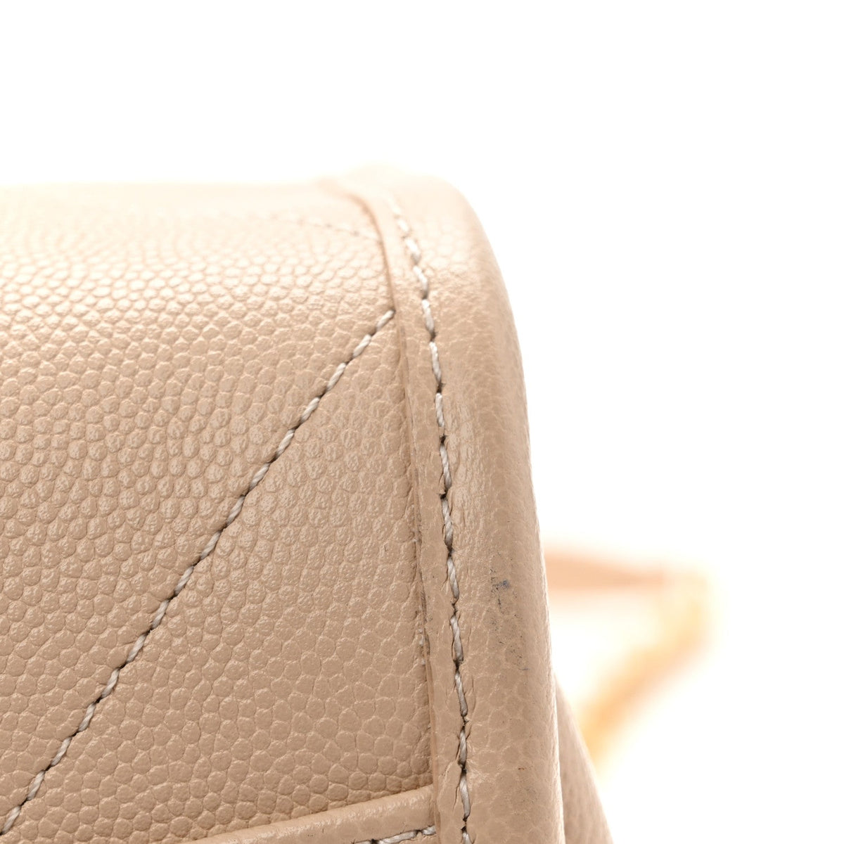 Caviar Stitched Pocket CC Large Tote Beige
