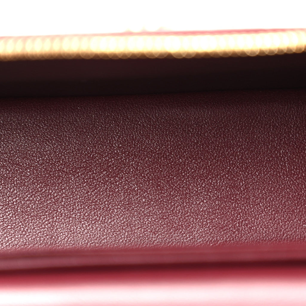 Calfskin Crocodile Embossed Crococo Exoticoco Vanity With Chain Dark Burgundy