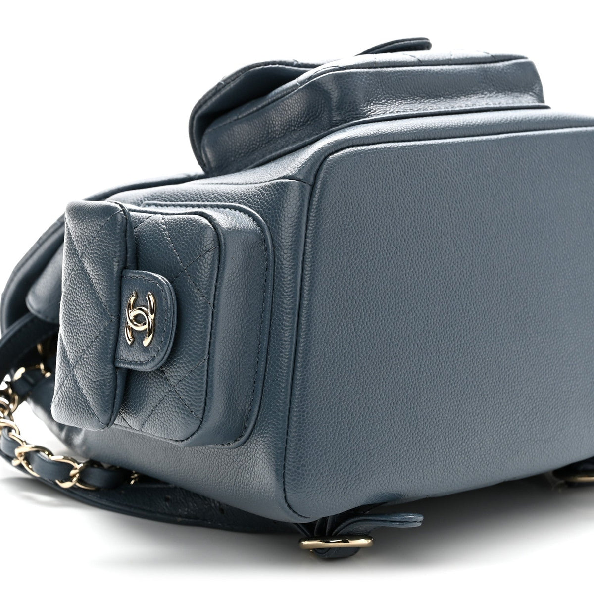 Shiny Caviar Quilted Small Cargo Duma Backpack Blue