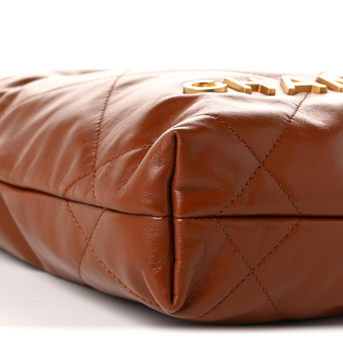 Shiny Calfskin Quilted Mini Chanel 22 Light Brown