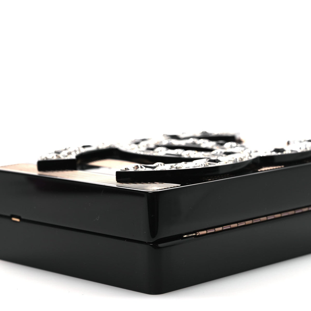 Plexiglass Crystal CC Minaudiere Clutch Black Copper