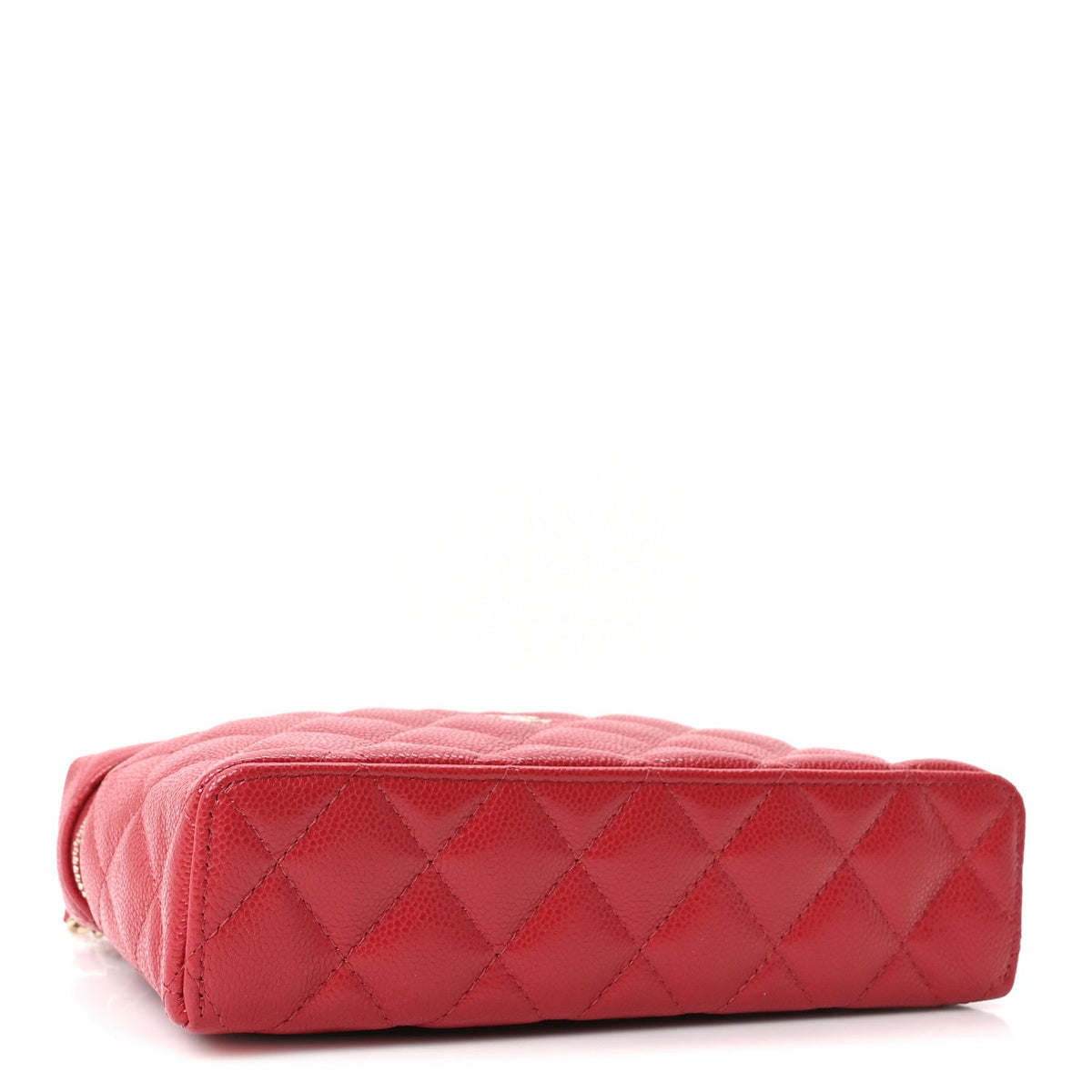 Caviar Quilted Top Handle Slim Vanity With Chain Red