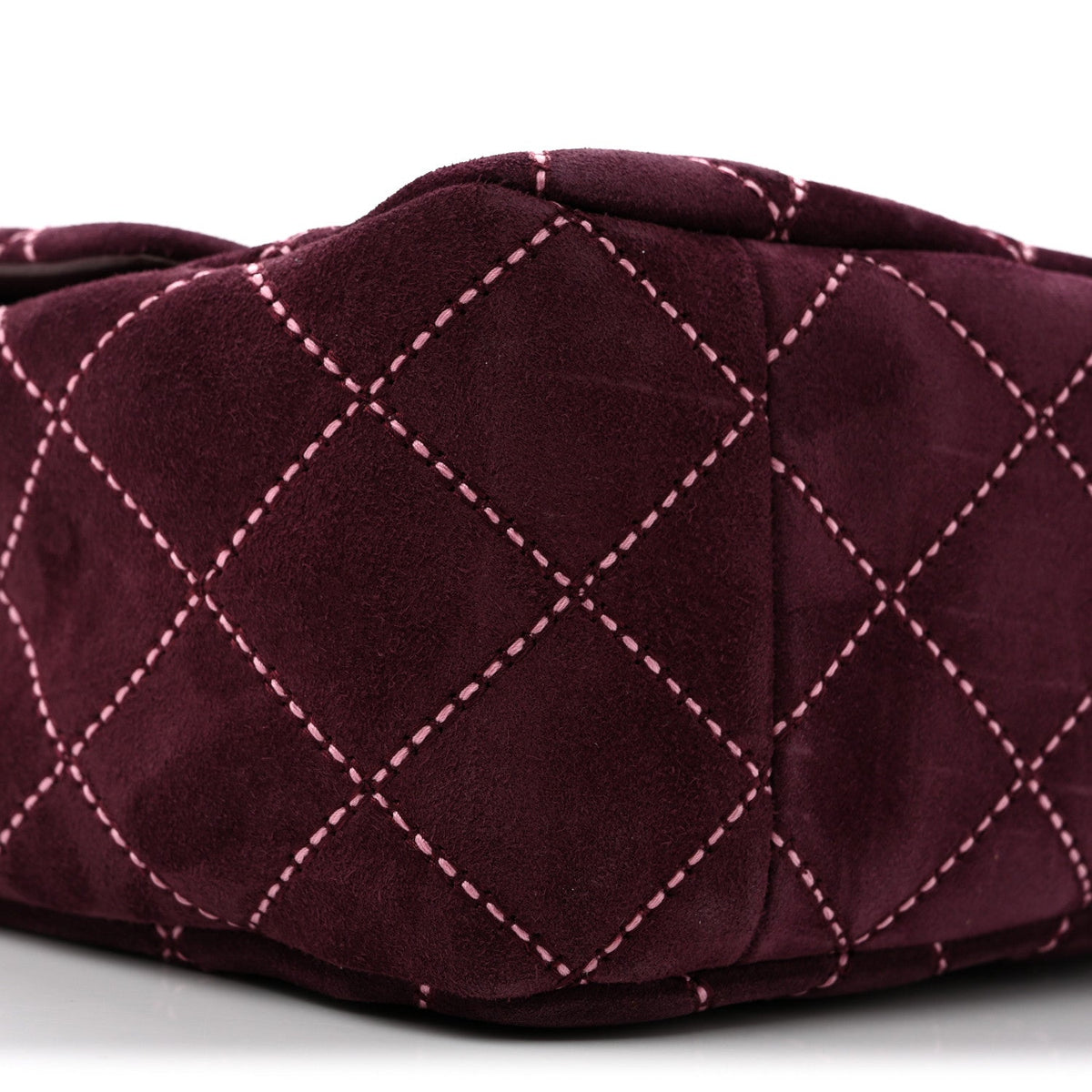 Suede Calfskin Maxi Flap Burgundy