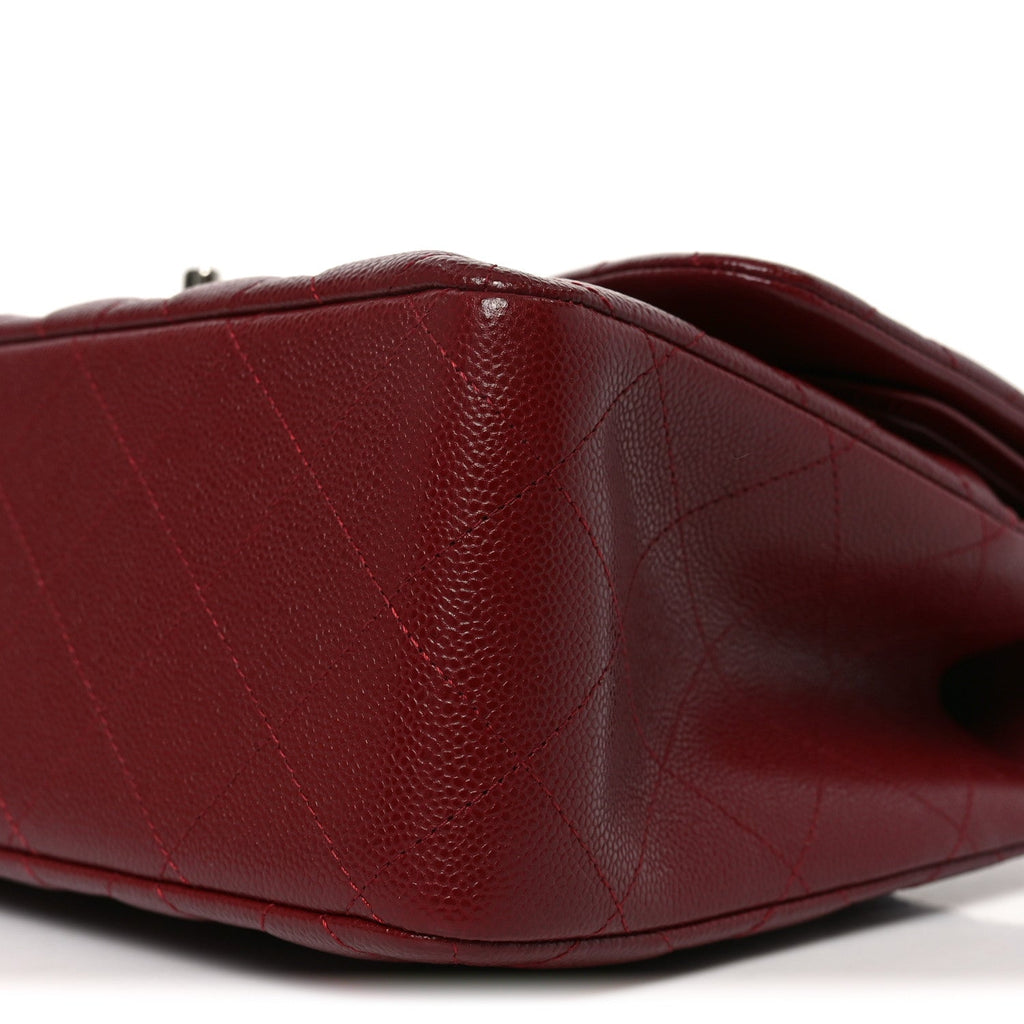 Caviar Quilted Jumbo Double Flap Burgundy