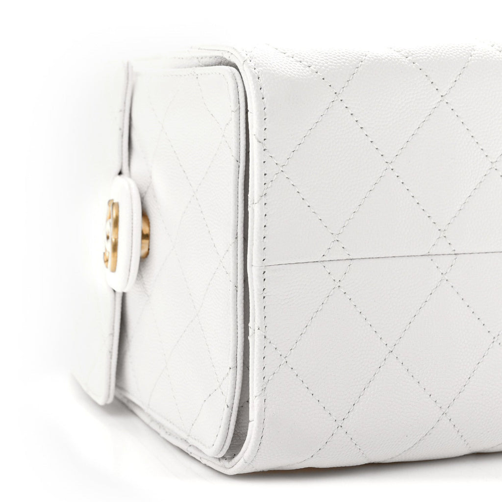 Caviar Quilted Small Chanel 25 Handbag White