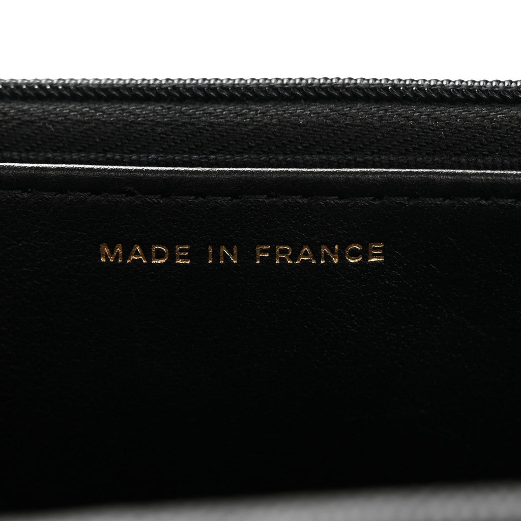 Caviar Quilted Crystal CC Wallet On Chain WOC Black