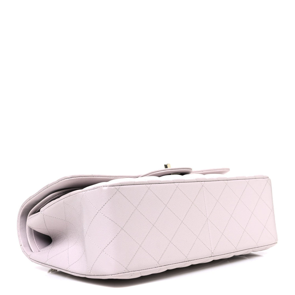 Caviar Quilted Jumbo Double Flap Light Purple