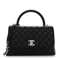 Caviar Quilted Small Coco Handle Flap Black