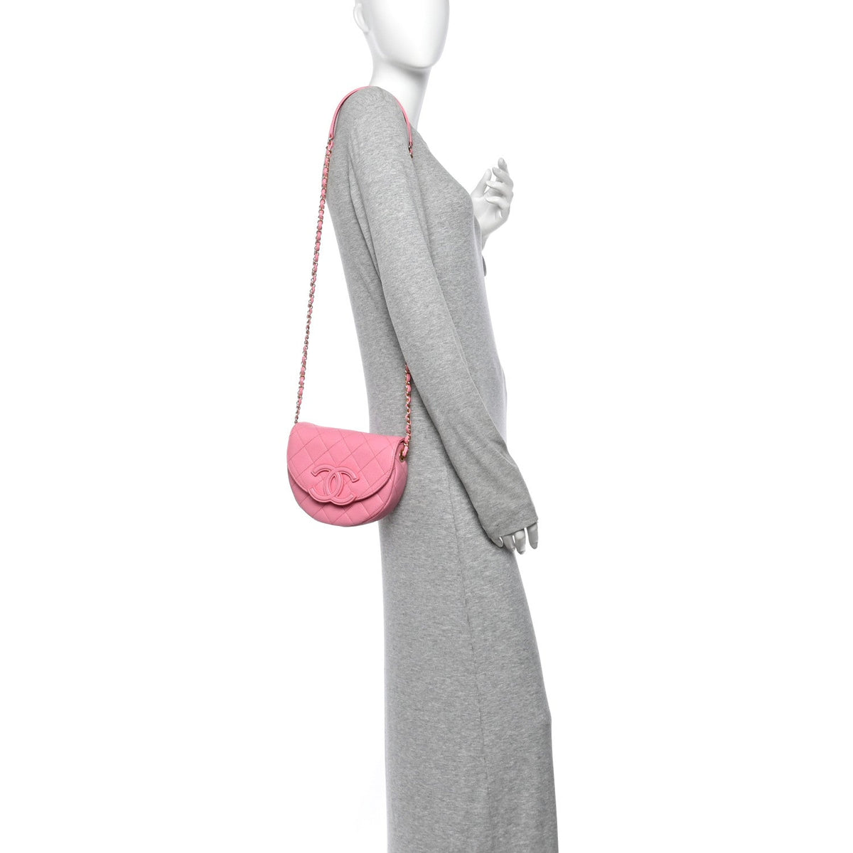 Caviar Quilted Mini Messenger Flap Light Pink