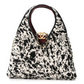 Pony Hair Printed Chic Lady Small Shopping Tote White Black