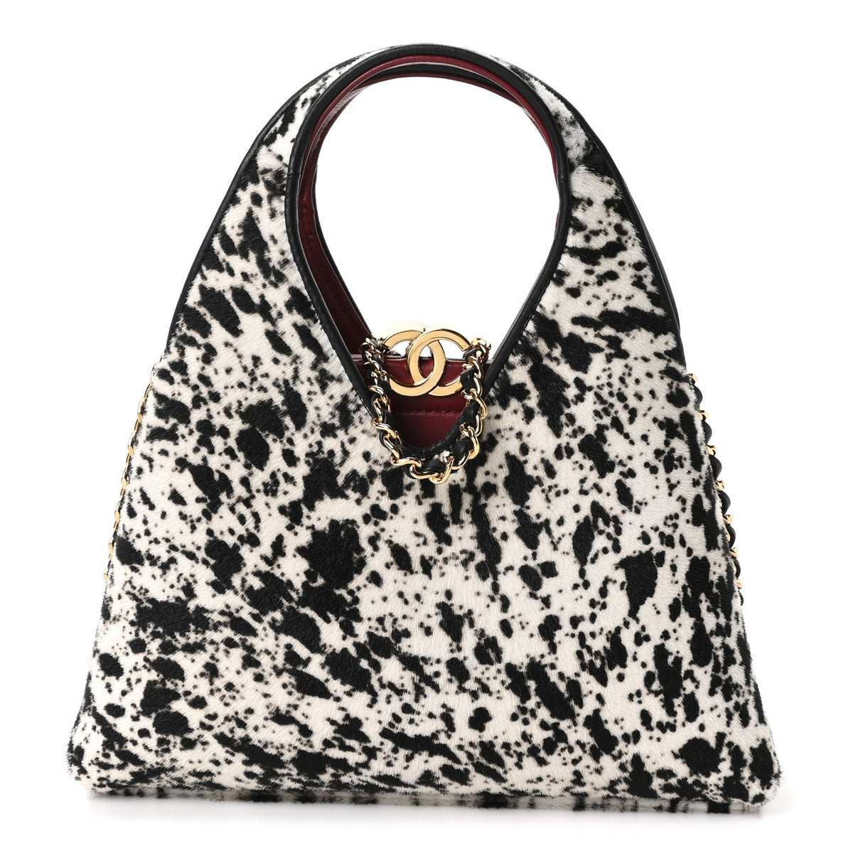 Pony Hair Printed Chic Lady Small Shopping Tote White Black